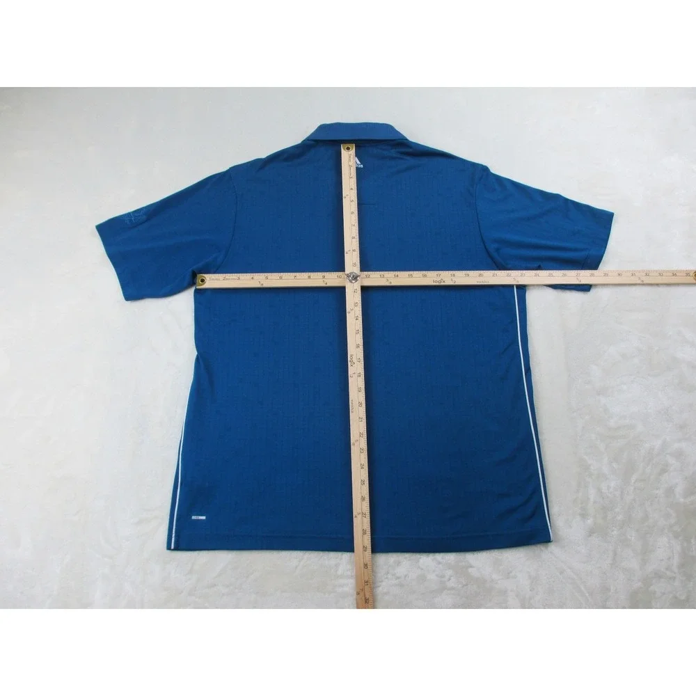 Adidas Polo Shirt Mens‎ Large Blue Climacool Geometric Lightweight Golf Golfer